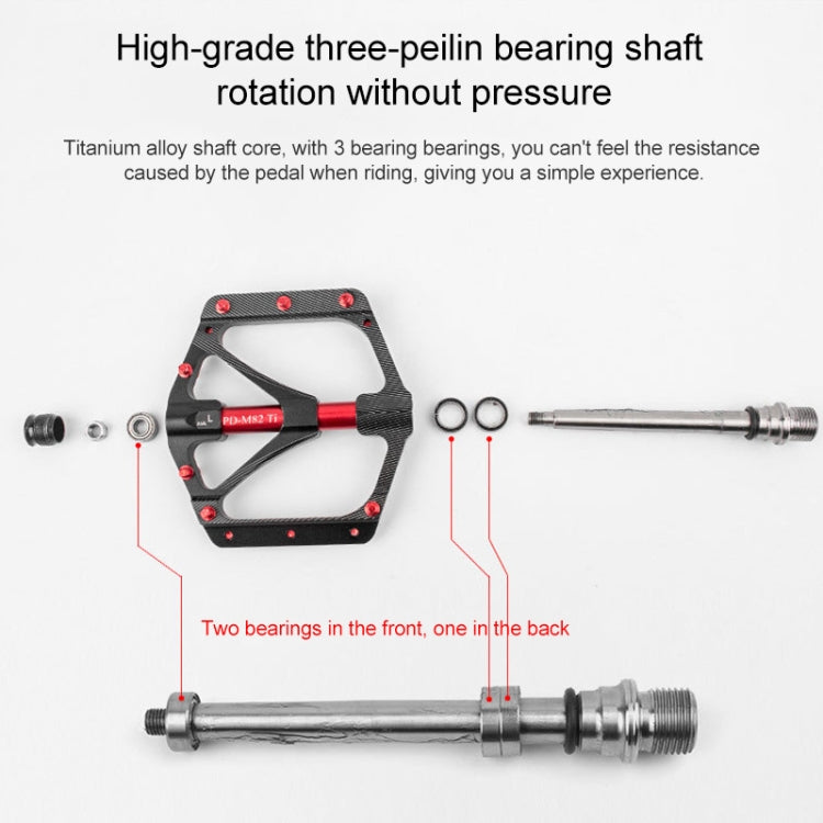 PROMEND PD-M82-TI 1 Pair Mountain Bicycle Titanium Alloy Shaft 3-Bearings Wide Pedals (Red) - Outdoor & Sports by PROMEND | Online Shopping UK | buy2fix