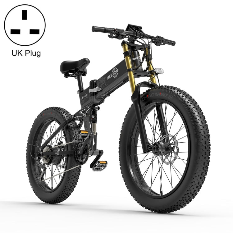 [UK Warehouse] BEZIOR X PLUS 1500W 48V / 17.5AH Foldable Electric Bicycle with LCD Display & 26 inch Tires, UK Plug(Black Grey) - Electric Bicycles by BEZIOR | Online Shopping UK | buy2fix