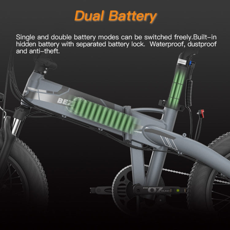 [EU Warehouse] BEZIOR XF005 500W 36V / 16Ah Dual Motor Folding Electric Bicycle with 20 inch Tires, EU Plug(Grey) - Electric Bicycles by BEZIOR | Online Shopping UK | buy2fix