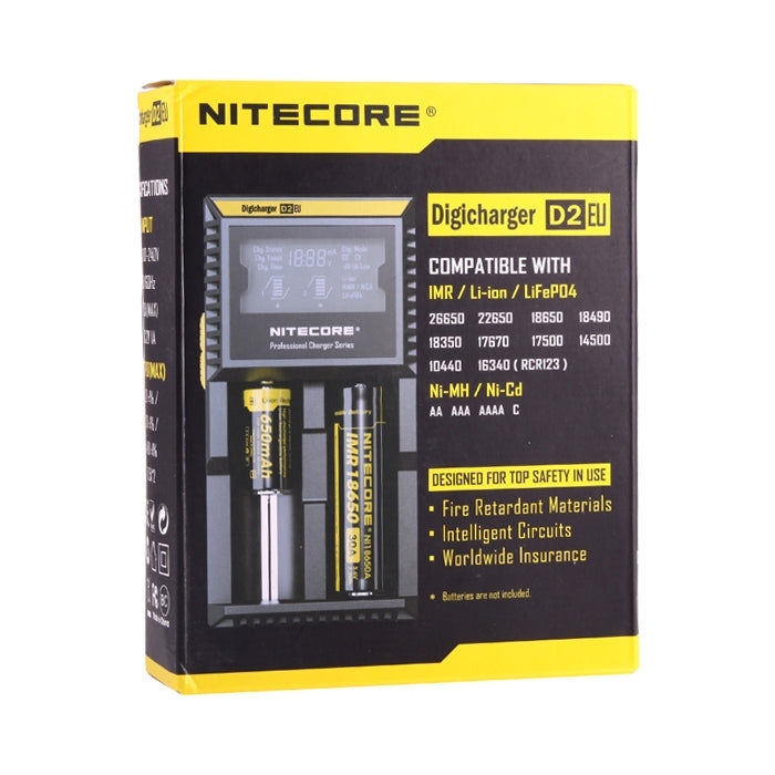 Nitecore D2 Intelligent Digi Smart Charger with LED Indicator for 14500, 16340 (RCR123), 18650, 22650, 26650, Ni-MH and Ni-Cd (AA, AAA) Battery - Consumer Electronics by buy2fix | Online Shopping UK | buy2fix