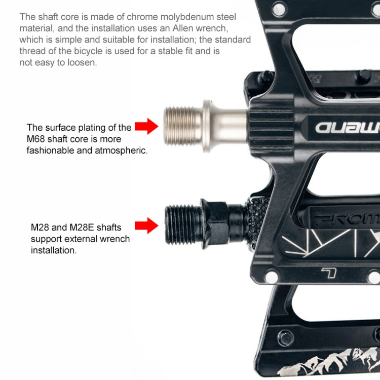 PROMEND PD-M28E 1 Pair Bicycle Aluminum Alloy DU Bearings Pedals with LED - Pedals by PROMEND | Online Shopping UK | buy2fix