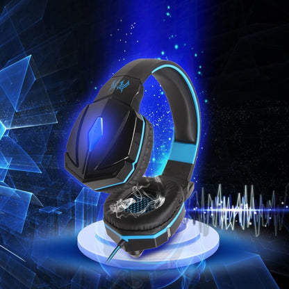 KOTION EACH G4000 Stereo Gaming Headphone Headset Headband with Mic Volume Control LED Light for PC Gamer,Cable Length: About 2.2m(Blue + Black) - Multimedia Headset by KOTION EACH | Online Shopping UK | buy2fix