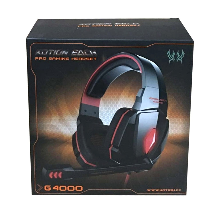 KOTION EACH G4000 Stereo Gaming Headphone Headset Headband with Mic Volume Control LED Light for PC Gamer,Cable Length: About 2.2m(Red + Black) - Multimedia Headset by KOTION EACH | Online Shopping UK | buy2fix