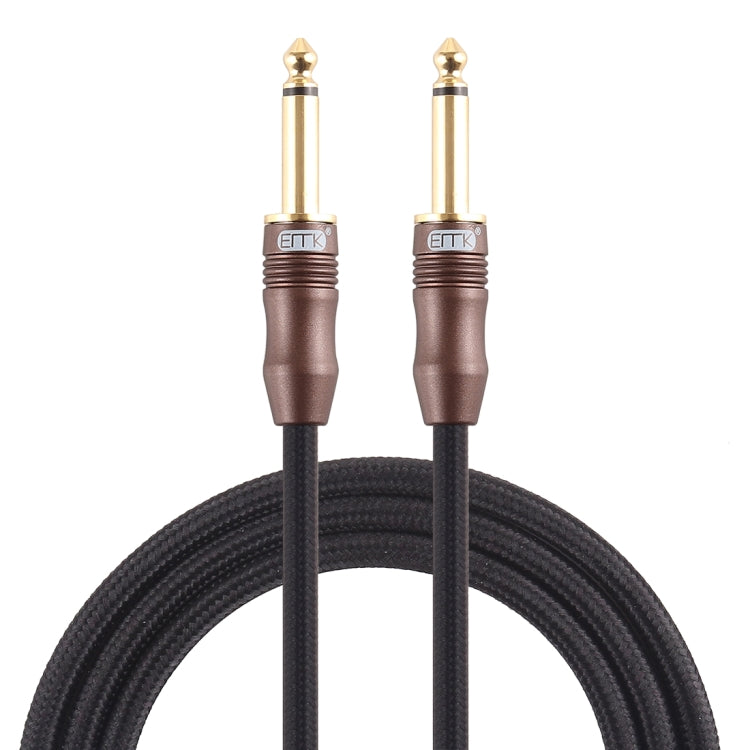 EMK 6.35mm Male to Male 3 Section Gold-plated Plug Cotton Braided Audio Cable for Guitar Amplifier Mixer, Length: 1.5m(Black) - Consumer Electronics by EMK | Online Shopping UK | buy2fix