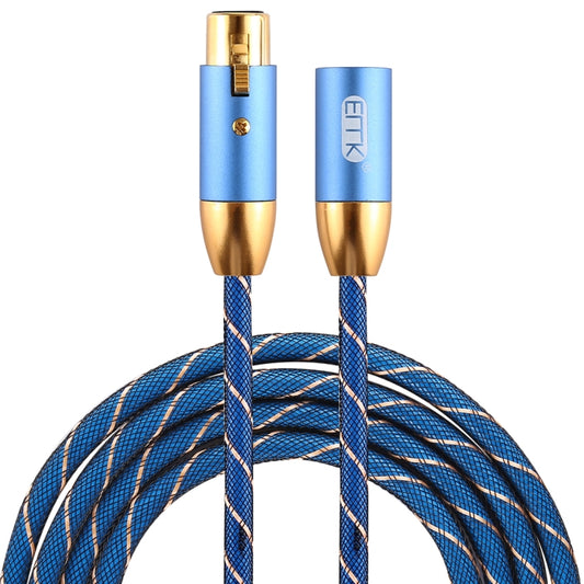 EMK XLR Male to Female Gold-plated Plug Grid Nylon Braided Cannon Audio Cable for XLR Jack Devices, Length: 2m(Blue) - Consumer Electronics by EMK | Online Shopping UK | buy2fix