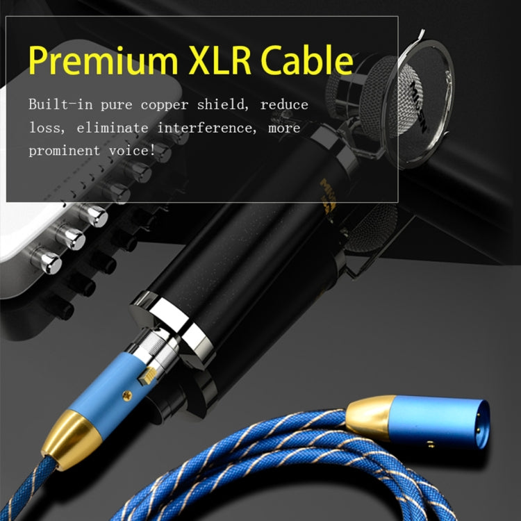 EMK XLR Male to Female Gold-plated Plug Grid Nylon Braided Cannon Audio Cable for XLR Jack Devices, Length: 2m(Blue) - Consumer Electronics by EMK | Online Shopping UK | buy2fix
