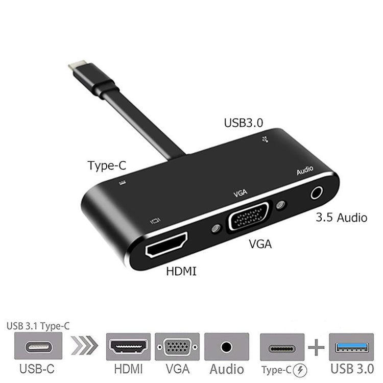 V126 UCB-C / Type-C Male to PD + HDMI + VGA + Audio + USB 3.0 Female 5 in 1 Converter - Computer & Networking by buy2fix | Online Shopping UK | buy2fix