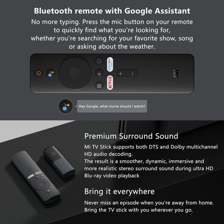 Original Xiaomi Mi Android TV Stick, Quad Core Cotex A53, RAM 1GB + ROM 8GB, Global Version, EU Plug - Android TV Sticks by Xiaomi | Online Shopping UK | buy2fix