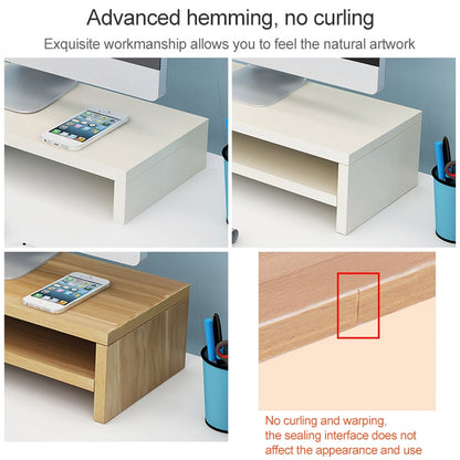 2 Layers Wooden Monitor Stand PC Computer Screen Monitor Riser, B Version (White) - Computer & Networking by buy2fix | Online Shopping UK | buy2fix