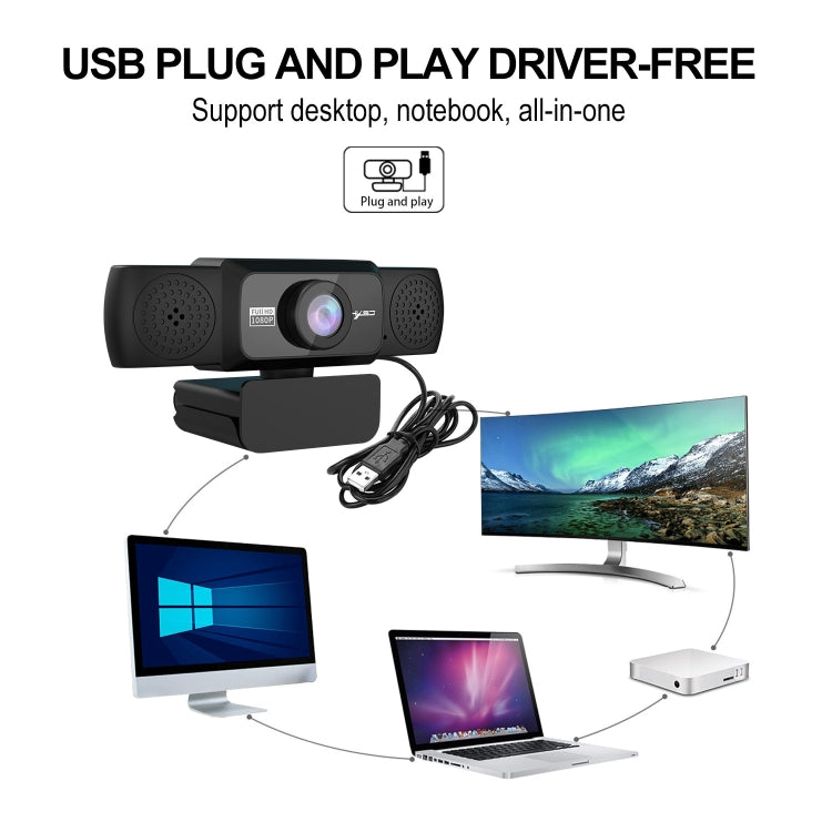 HXSJ S5 1080P Adjustable HD Video Webcam PC Camera with Microphone(Black) - HD Camera by HXSJ | Online Shopping UK | buy2fix