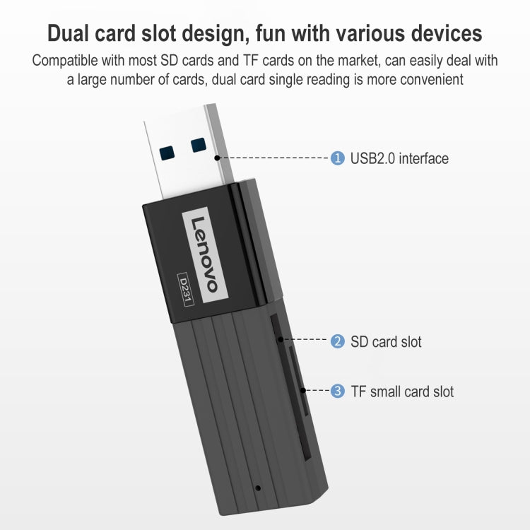 Original Lenovo D231 2 in 1 5Gbps USB 3.0 Card Reader (Black) -  by Lenovo | Online Shopping UK | buy2fix