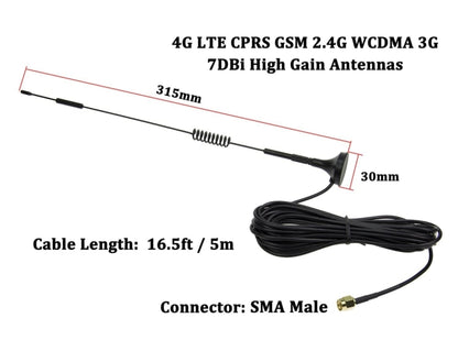 7dBi SMA Male Connector High Gain 4G LTE CPRS GSM 2.4G WCDMA 3G Antenna Network Reception Adapter - Computer & Networking by buy2fix | Online Shopping UK | buy2fix