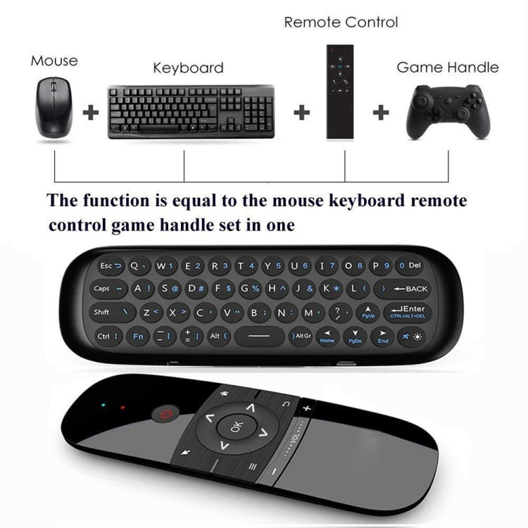 W1 Wireless QWERTY 57-Keys Keyboard 2.4G Air Mouse Remote Controller with LED Indicator for Android TV Box, Mini PC, Smart TV, Projector, HTPC, All-in-one PC / TV - Computer & Networking by buy2fix | Online Shopping UK | buy2fix