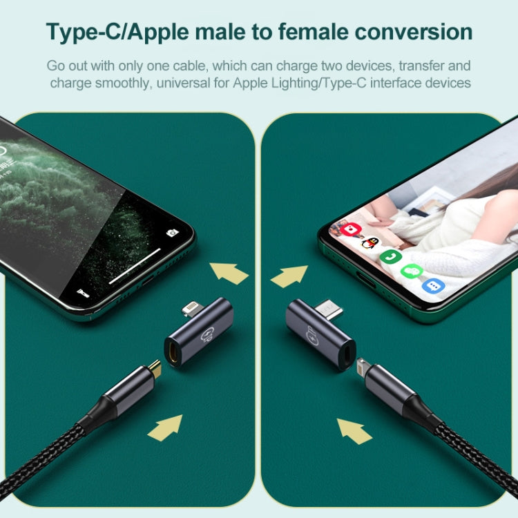 USB-C / Type-C Male to 8 Pin Female Elbow Adapter -  by buy2fix | Online Shopping UK | buy2fix