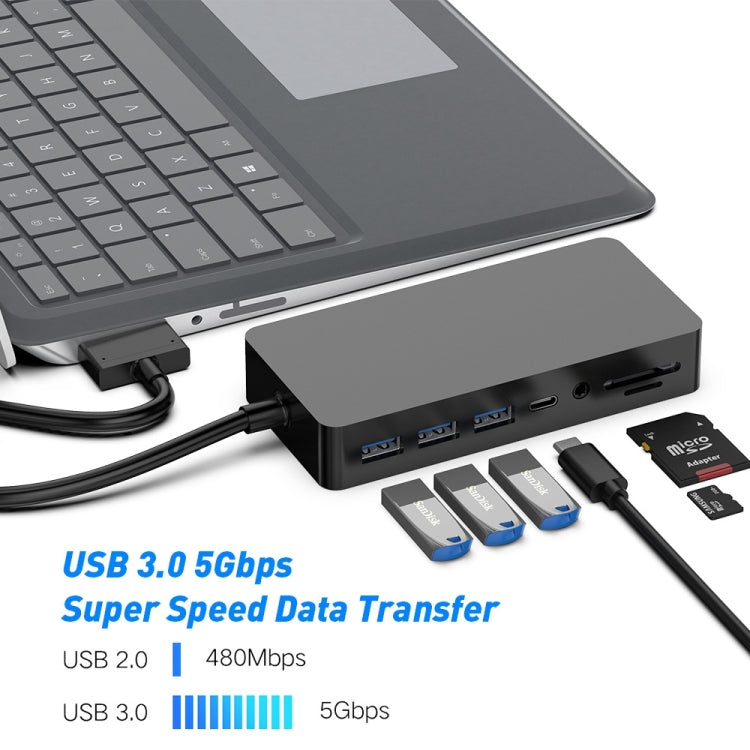 Rocketek SH702 11 in 1 USB 3.0 HUB Adapter with RJ45 for Surface Laptop 1 / 2 - USB 3.0 HUB by ROCKETEK | Online Shopping UK | buy2fix