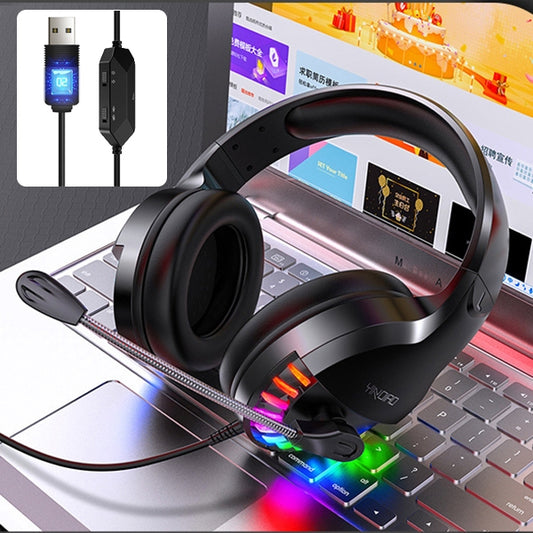 YINDIAO Q2 Head-mounted Wired Gaming Headset with Microphone, Version: Single USB Sound Card(Black) - Multimedia Headset by YINDIAO | Online Shopping UK | buy2fix