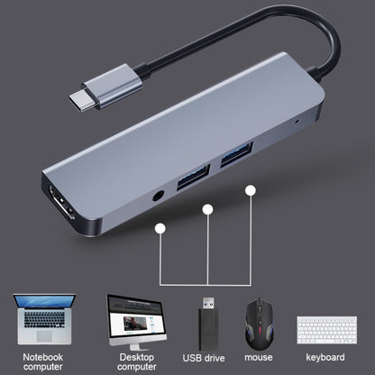 2008N 4 In 1 USB 3.0 x2 + HDMI + 3.5mm Port Multi-function Intelligent Type-C / USB-C HUB Docking Station - Computer & Networking by buy2fix | Online Shopping UK | buy2fix