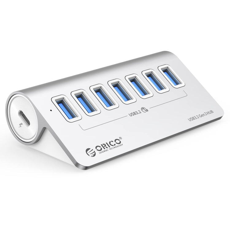ORICO M3U7-G2 Aluminum Alloy 7-Port USB 3.2 Gen2 10Gbps HUB with 1m Cable (Silver) -  by ORICO | Online Shopping UK | buy2fix