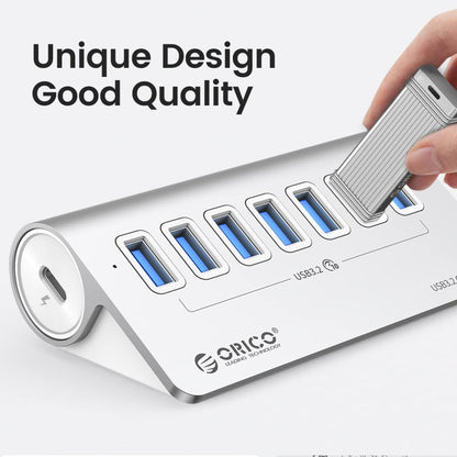 ORICO M3U7-G2 Aluminum Alloy 7-Port USB 3.2 Gen2 10Gbps HUB with 1m Cable (Silver) -  by ORICO | Online Shopping UK | buy2fix