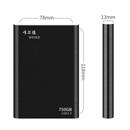 WEIRD 750GB 2.5 inch USB 3.0 High-speed Transmission Metal Shell Ultra-thin Light Mobile Hard Disk Drive(Black) - Computer & Networking by buy2fix | Online Shopping UK | buy2fix