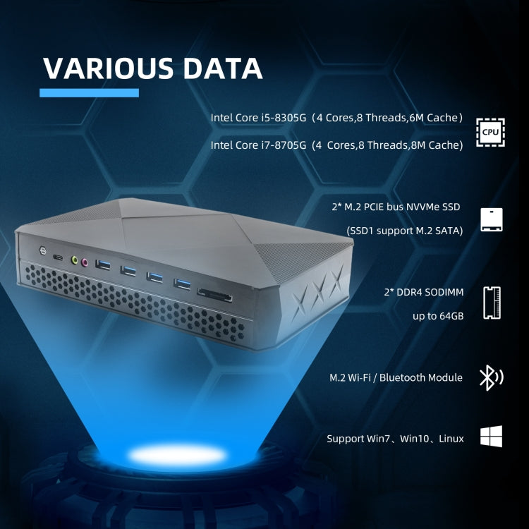 HYSTOU F9 Windows 10 / Linux System Gaming Mini PC, Intel Core i7-8705G 4 Core 8M Cache up to 4.20GHz, 32GB RAM+ 1TB SSD, UK Plug - Windows Mini PCs by HYSTOU | Online Shopping UK | buy2fix