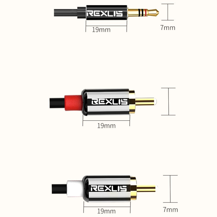 REXLIS 3635 3.5mm Male to Dual RCA Gold-plated Plug Black Cotton Braided Audio Cable for RCA Input Interface Active Speaker, Length: 1.8m - RCA Cable by REXLIS | Online Shopping UK | buy2fix