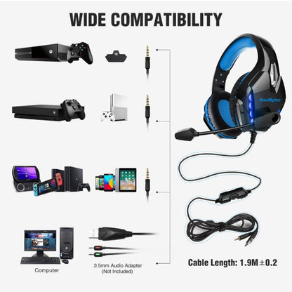 Soulbytes S11 USB + 3.5mm 4 Pin Adjustable LED Light Gaming Headset with Mic (Blue) - Multimedia Headset by Soulbytes | Online Shopping UK | buy2fix