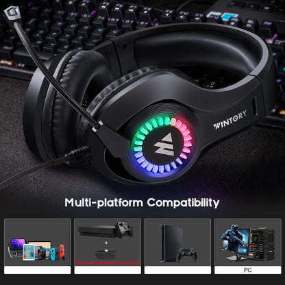 Wintory M3 USB + 3.5mm 4 Pin Adjustable RGB Light Gaming Headset with Mic (Black) - Multimedia Headset by Wintory | Online Shopping UK | buy2fix