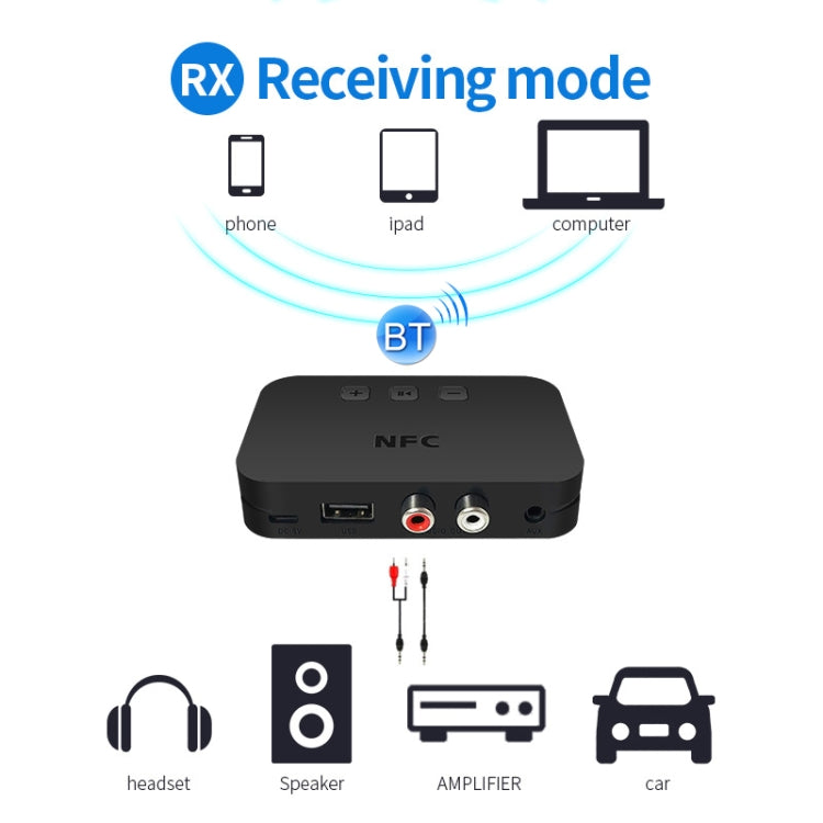 TI-800 NFC Desktop Bluetooth 5.0  Adapter Music Receiver for USB Drive Reads Bluetooth Speaker (Black) - Apple Accessories by buy2fix | Online Shopping UK | buy2fix