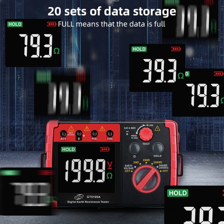 BENETECH GT5105A Professional LCD Digital Resistance Tester Meter Megger Earth Ground Resistance Voltage Tester - Battery & Resistance Tester by BENETECH | Online Shopping UK | buy2fix