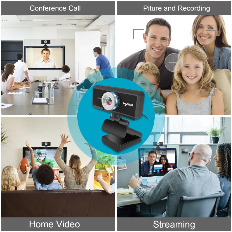 HXSJ S4 1080P Adjustable 180 Degree HD Manual Focus Video Webcam PC Camera with Microphone(Black) - Computer & Networking by HXSJ | Online Shopping UK | buy2fix