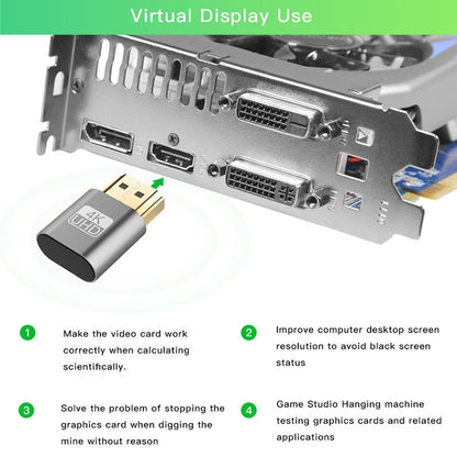 VGA Virtual Display Adapter HDMI 1.4 DDC EDID Dummy Plug Headless Display Emulator (Silver) - Computer & Networking by buy2fix | Online Shopping UK | buy2fix