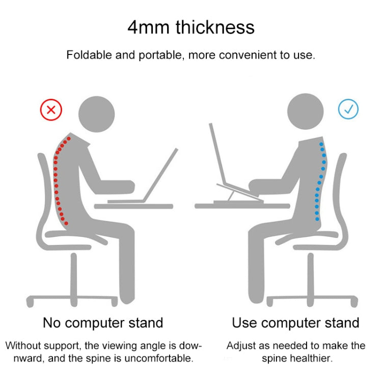 Portable Adjustable Laptop Stand Desktop Lifting Height Increase Rack Folding Heat Dissipation Holder, Style: Ordinary(Grey) - Computer & Networking by buy2fix | Online Shopping UK | buy2fix