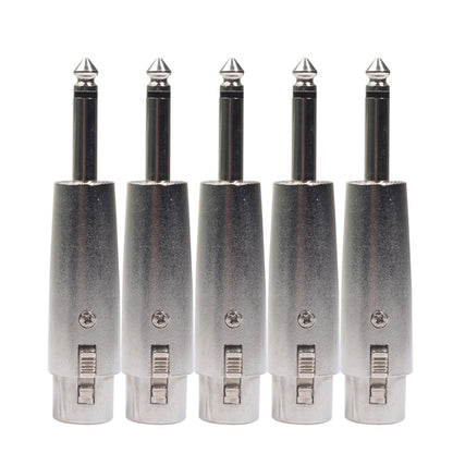 5 PCS LZ1167 6.35mm Single Track Male Head to XRL Female Audio Adapter Plug (Silver) - Consumer Electronics by buy2fix | Online Shopping UK | buy2fix