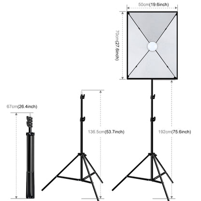 PULUZ Softbox Lighting Kit 2 PCS 50x70cm Professional Photo Studio Photography Light Equipment with 2 x E27 Socket Bulb Photography Lighting Kit(EU Plug) - Stand Bracket by PULUZ | Online Shopping UK | buy2fix