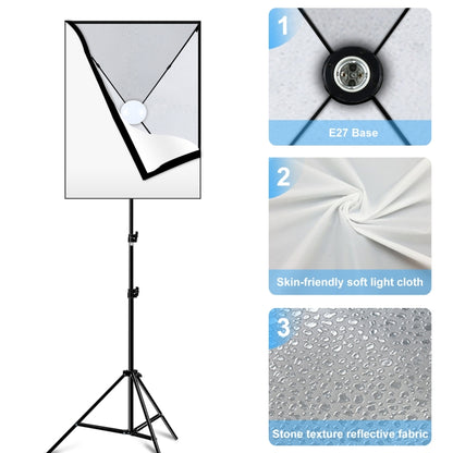 PULUZ Softbox Lighting Kit 2 PCS 50x70cm Professional Photo Studio Photography Light Equipment with 2 x E27 Socket Bulb Photography Lighting Kit(EU Plug) - Stand Bracket by PULUZ | Online Shopping UK | buy2fix