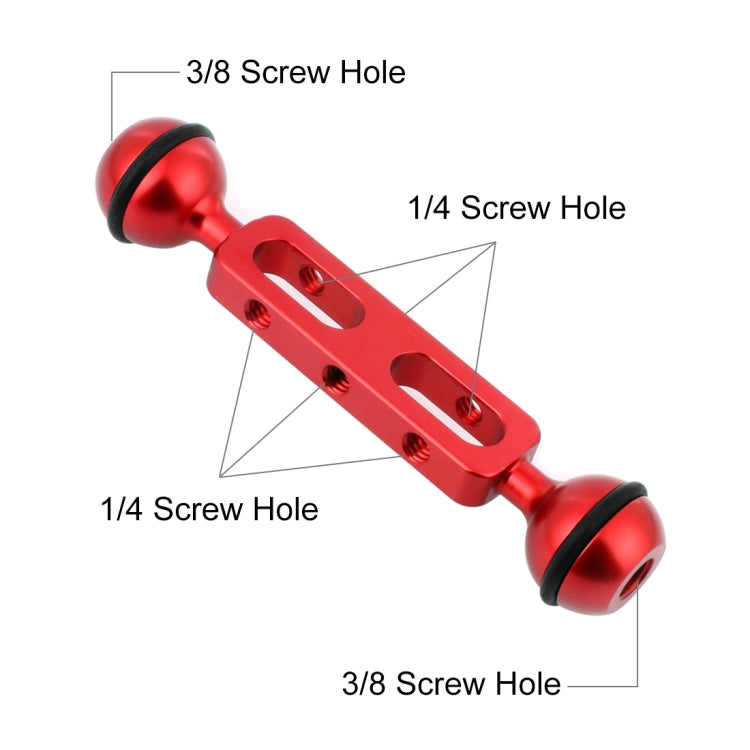 PULUZ 5.1 inch 13cm Aluminum Alloy Dual Balls Arm, Ball Diameter: 25mm(Red) - Camera Accessories by PULUZ | Online Shopping UK | buy2fix