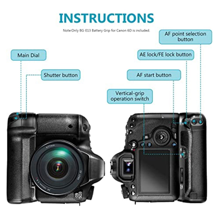 PULUZ Vertical Camera Battery Grip for Canon EOS 6D Mark II - Battery Grip by PULUZ | Online Shopping UK | buy2fix