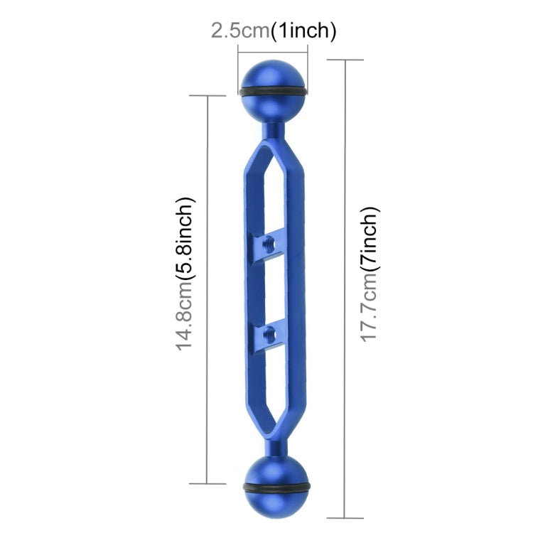 PULUZ 7.0 inch 17.7cm Aluminum Alloy Dual Balls Arm, Ball Diameter: 25mm(Blue) - Camera Accessories by PULUZ | Online Shopping UK | buy2fix