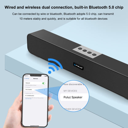 PULUZ 10W Soundbar Wired Wireless Bluetooth Surround Speaker(Black) - Desktop Speaker by PULUZ | Online Shopping UK | buy2fix