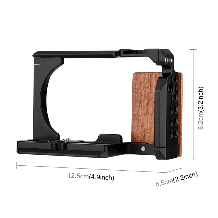 For Sony ZV-E10 PULUZ Wood Handle Metal Camera Cage Stabilizer Rig - Camera Cage by PULUZ | Online Shopping UK | buy2fix