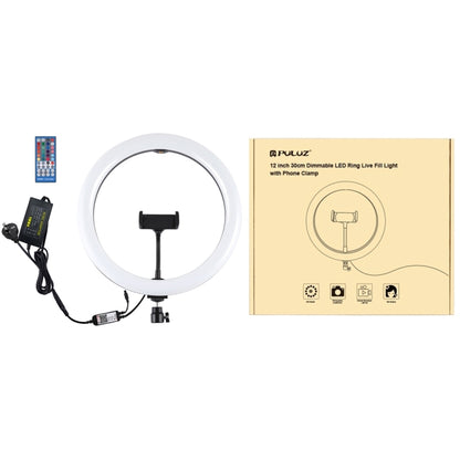 PULUZ 11.8 inch 30cm RGB Dimmable LED Ring Vlogging Selfie Photography Video Lights with Cold Shoe Tripod Ball Head & Phone Clamp (Black)(AU Plug) - Ring Light by PULUZ | Online Shopping UK | buy2fix