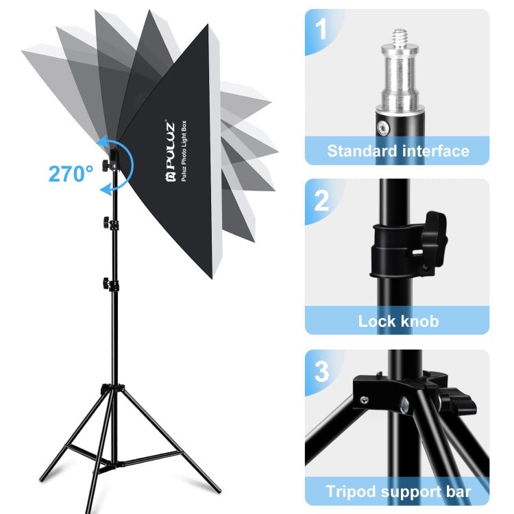 PULUZ 50x70cm Studio Softbox + 2m Tripod Mount + 4 x E27 20W 5700K White Light LED Light Bulb Photography Lighting Kit(EU Plug) - Stand Bracket by PULUZ | Online Shopping UK | buy2fix