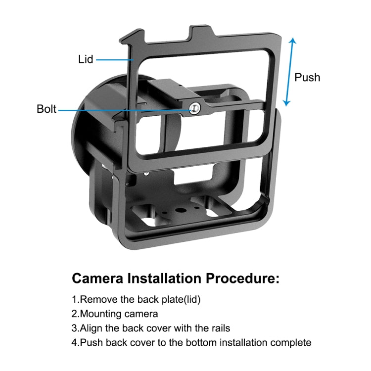 PULUZ for GoPro HERO12 Black /11 Black /10 Black /9 Black Thicken Housing Shell CNC Aluminum Alloy Protective Cage with Insurance Frame & 52mm UV Lens(Black) - Metal Cases by PULUZ | Online Shopping UK | buy2fix