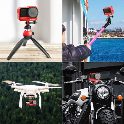 PULUZ Aluminum alloy Frame Mount Protective Case Cage with Cold Shoe Base Slot & Tripod Base Adapter for Insta360 One R(Red) - DJI & GoPro Accessories by PULUZ | Online Shopping UK | buy2fix