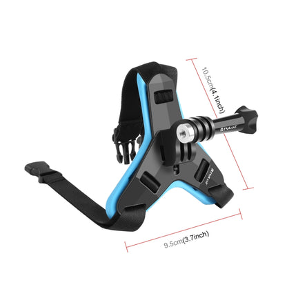 PULUZ Motorcycle Helmet Chin Strap Mount for GoPro, DJI Osmo Action and Other Action Cameras(Blue) - DJI & GoPro Accessories by PULUZ | Online Shopping UK | buy2fix