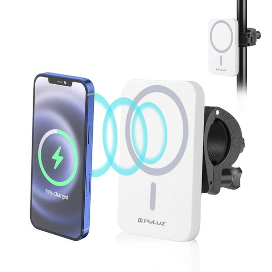 PULUZ 15W Magnetic Qi Wireless Charger Vlogging Phone Clamp Holder(White) - Apple Accessories by PULUZ | Online Shopping UK | buy2fix