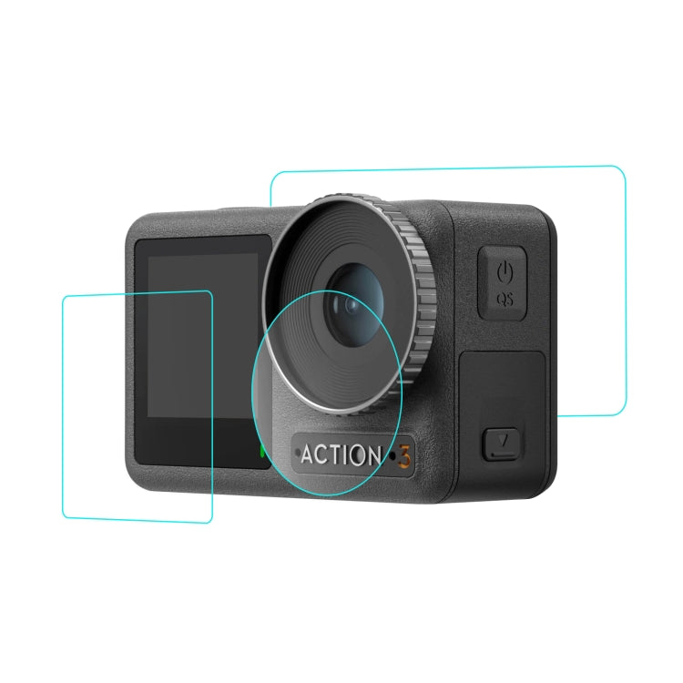 For DJI Osmo Action 3  PULUZ 3-in-1 Lens Front and Back Screen Tempered Glass Explosion-proof Film - Protective Film & Stickers by PULUZ | Online Shopping UK | buy2fix