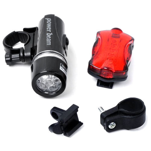 5 LED Water Resistant Bike Bicycle Head Light+ Rear Safety Flashlight - Taillights by buy2fix | Online Shopping UK | buy2fix