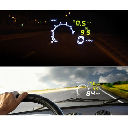 W02 5.5 inch Car OBDII HUD Fuel Consumption Warning System Vehicle-mounted Head Up Display Projector with LED -  by buy2fix | Online Shopping UK | buy2fix